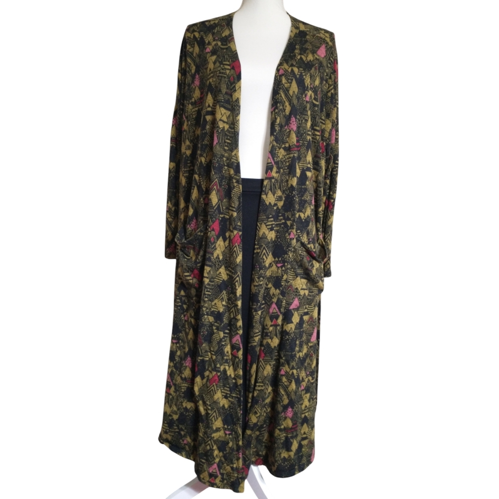 Lularoe Patterned Long Open Front Cardigan